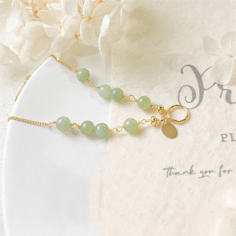Nimara Ritual Unique Natural Hetian Jade 14K Gold filled Luck Beaded Bracelet