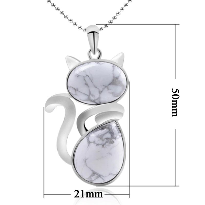 Nimara Ritual Cat Pattern Natural Crystal Protection Necklace Pendant