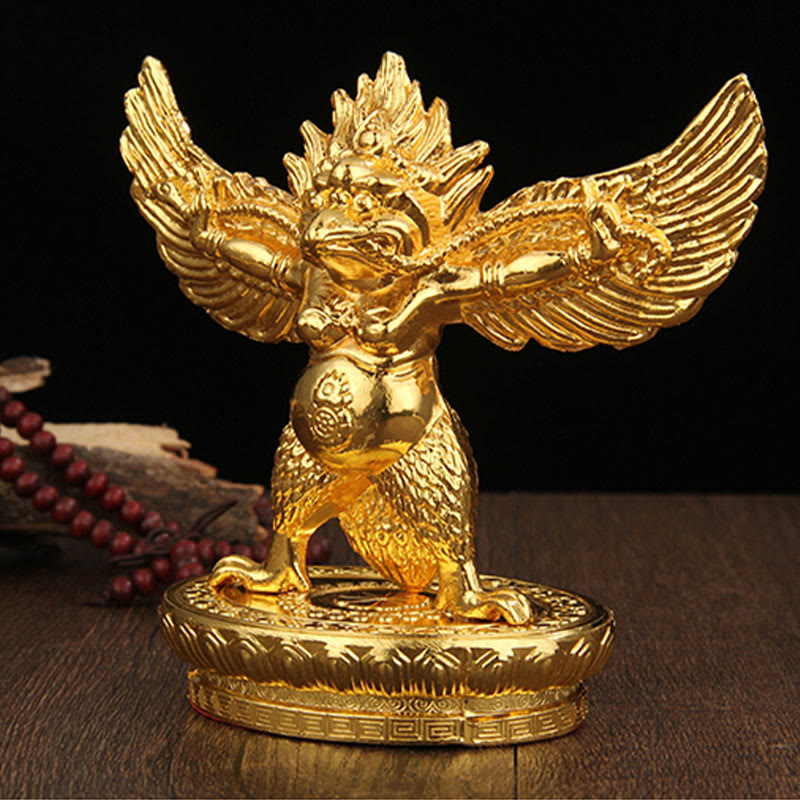 Nimara Ritual Tibetan Gold Garuda Bird Alloy Protection Home Decoration