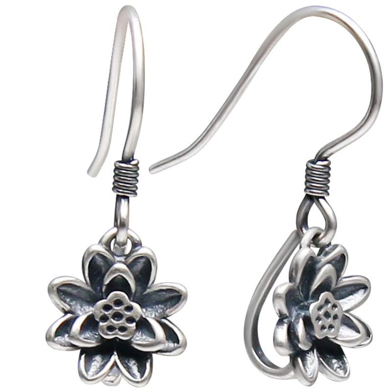 Nimara Ritual 925 Sterling Silver Lotus Flower Enlightenment Earrings