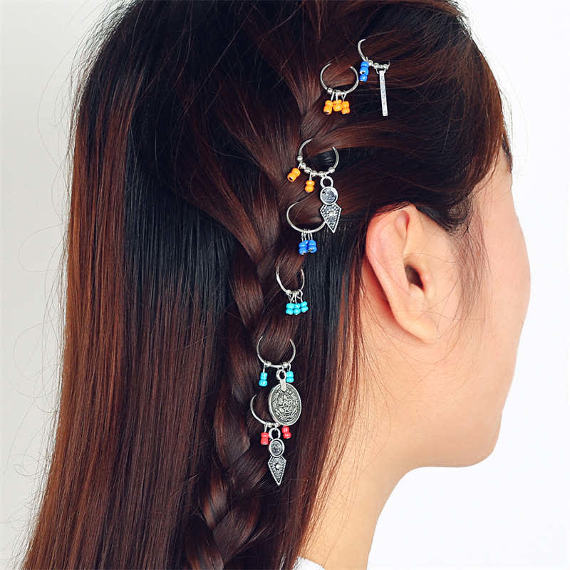 Nimara Ritual Antique Leaf Coins Beads Barrette Hair Pins Decoration