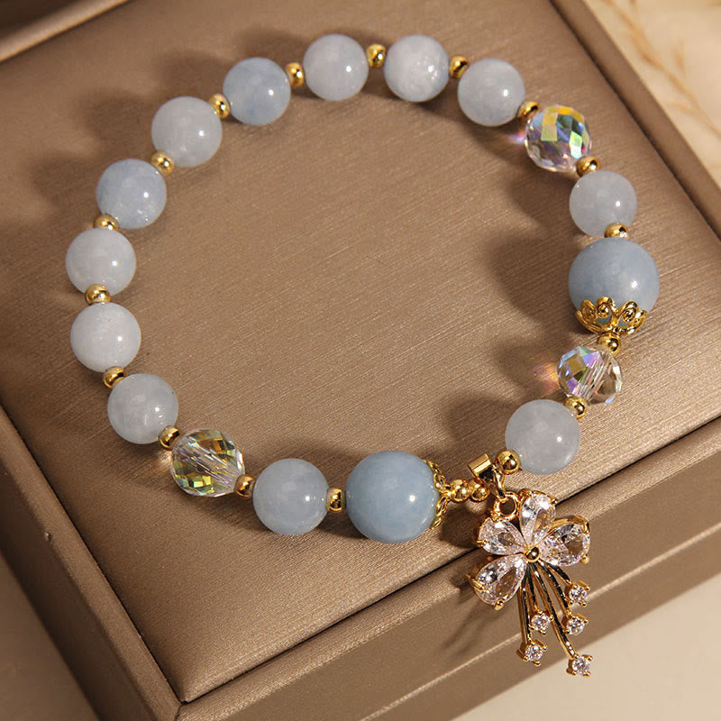 Nimara Ritual Aquamarine Pink Crystal Healing Zircon Butterfly Charm Bracelet