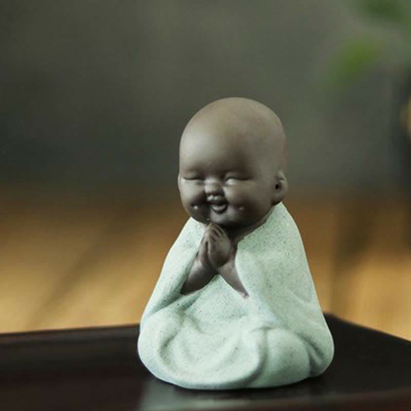 Nimara Ritual Always Smiling Laughing Buddha Wealth Luck Purple Clay Maitreya Statue Decoration