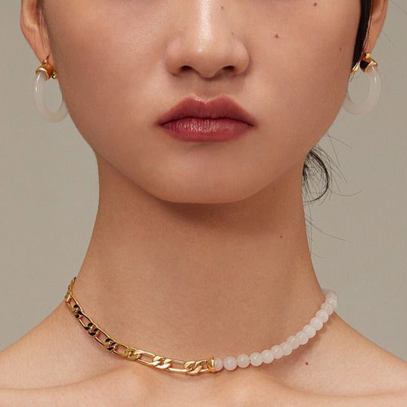Nimara Ritual Round Jade White Jade Prosperity Earrings
