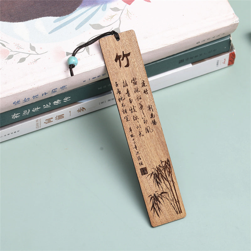 Nimara Ritual Plum Orchid Bamboo Chrysanthemum Wood Bookmarks With Gift Box