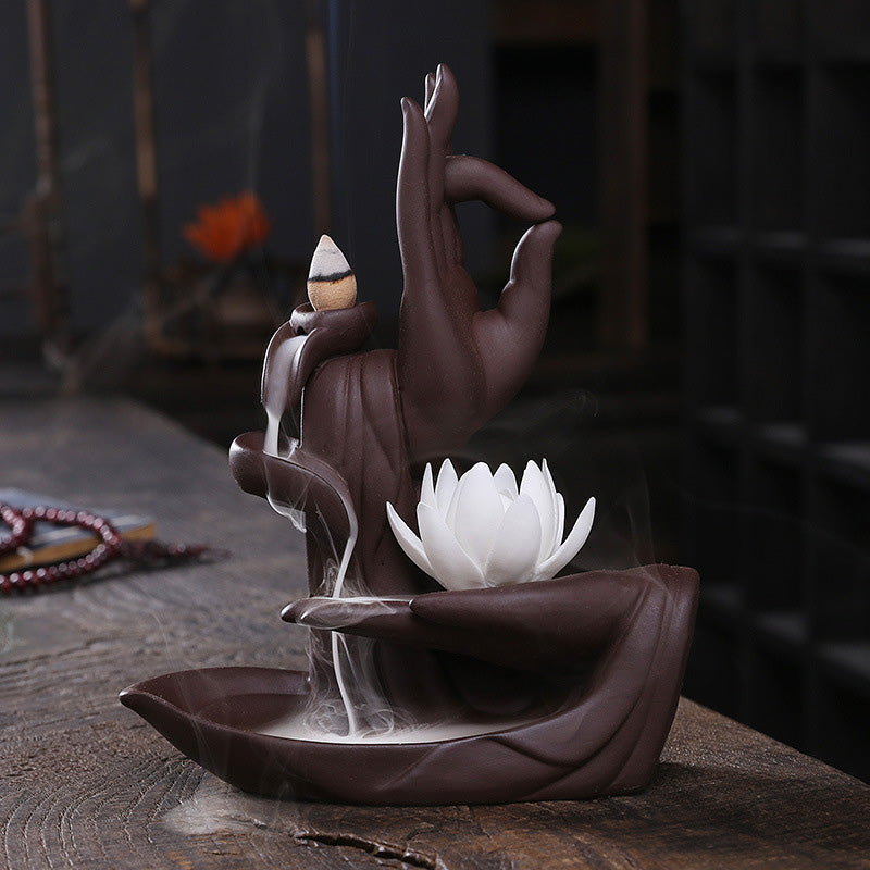 Nimara Ritual Tibetan Lotus Blessing Incense Burner Decoration