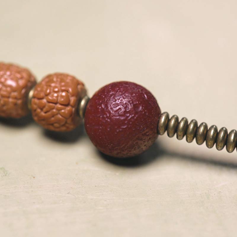 Nimara Ritual 108 Mala Rudraksha Beads Bodhi Seed Dzi Bead Luck Auspiciousness Tassel Bracelet