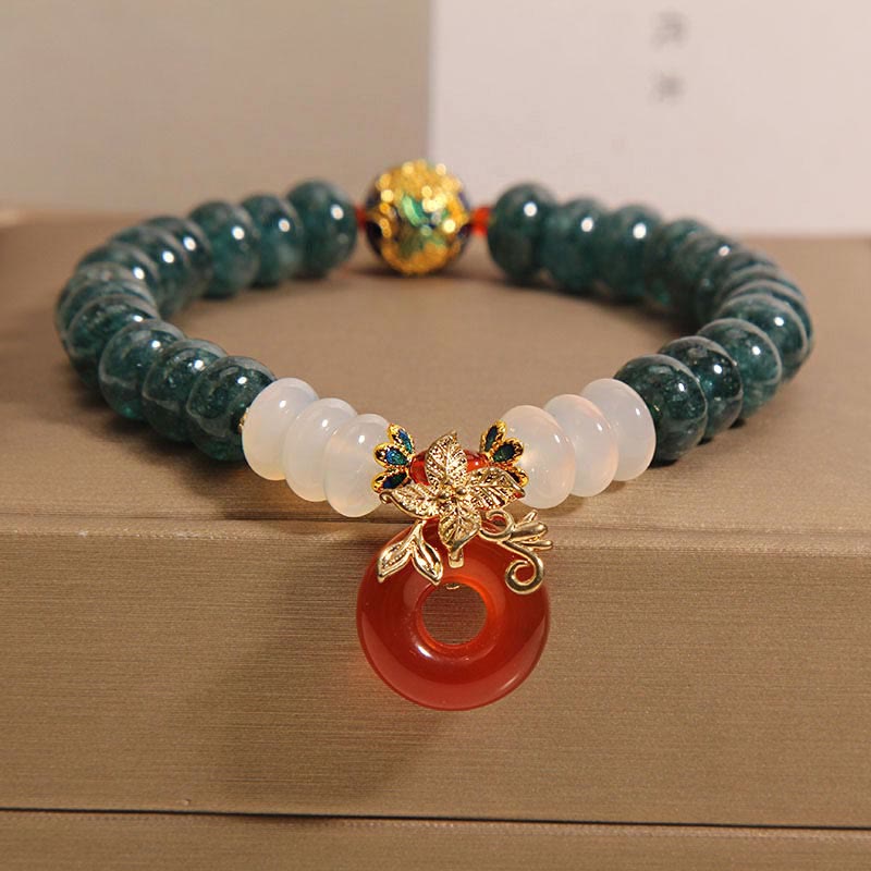 Nimara Ritual Jade White Agate Red Agate Peace Buckle Abacus Beads Luck Bracelet