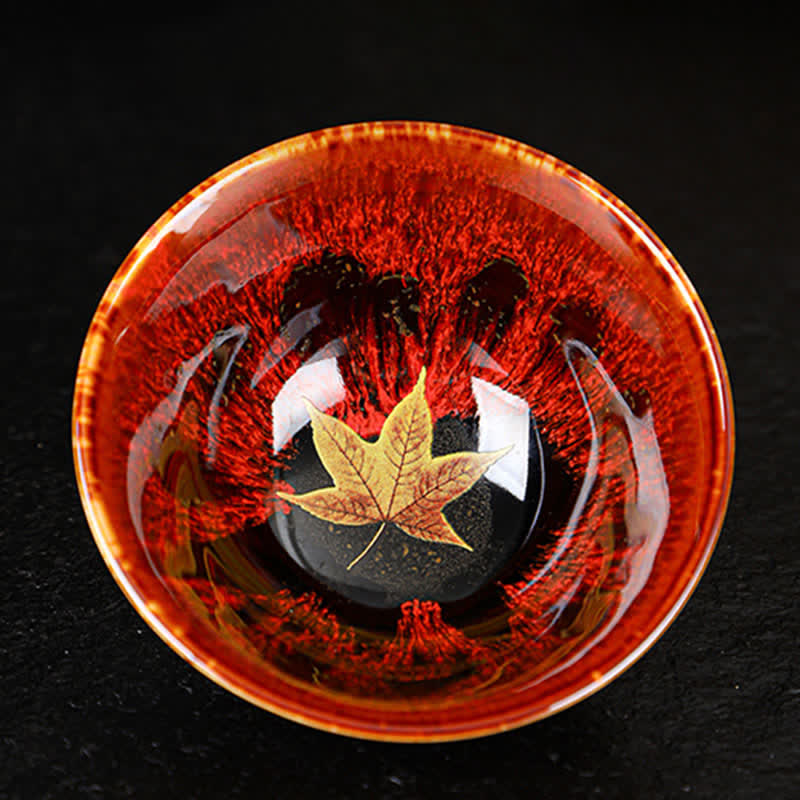 Nimara Ritual Maple Leaf Colorful Ceramic Teacup Home Tea Cups