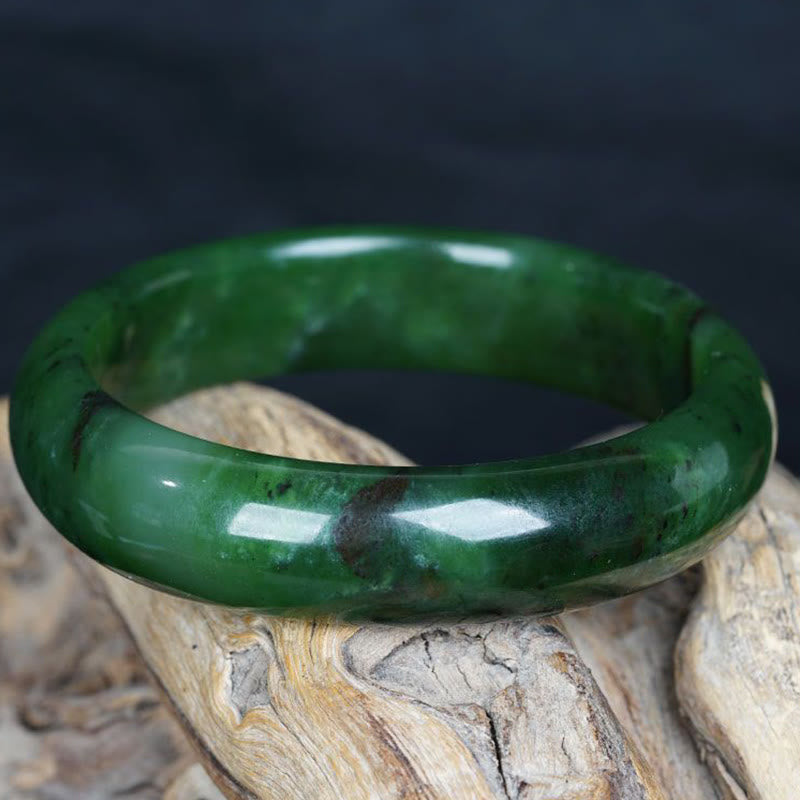 Nimara Ritual Natural Hetian Cyan Jade Happiness Success Bracelet Bangle