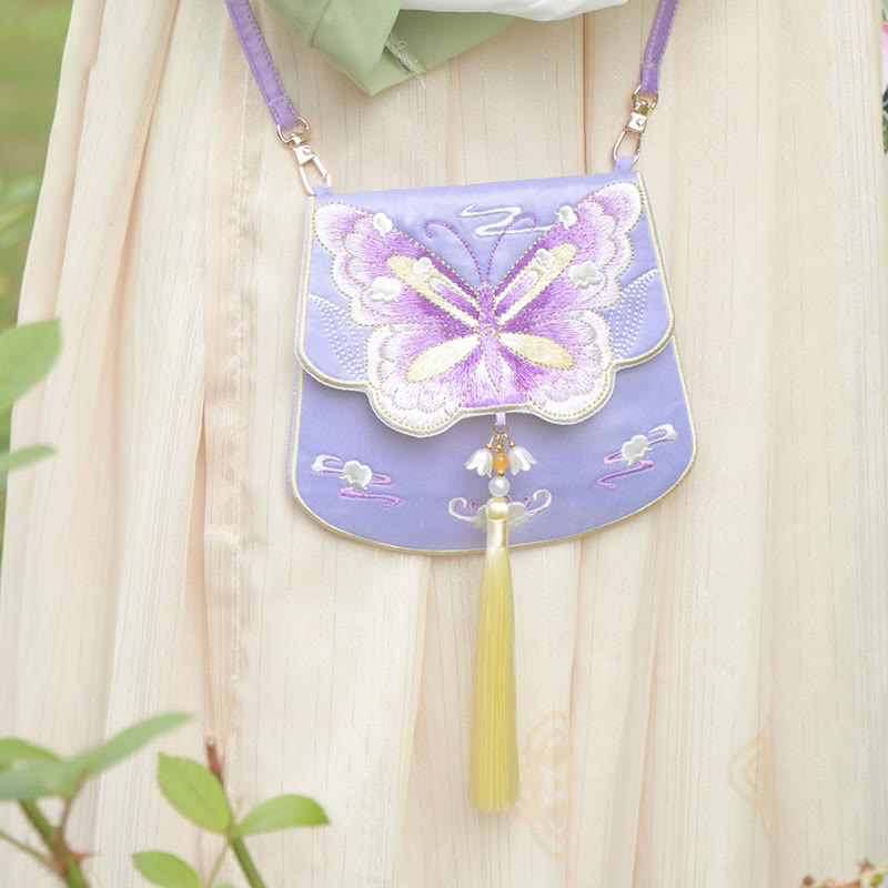 Nimara Ritual Luck Embroidery Lotus Koi Fish Rabbit Flower Hanfu Bag Crossbody Bag Shoulder Bag