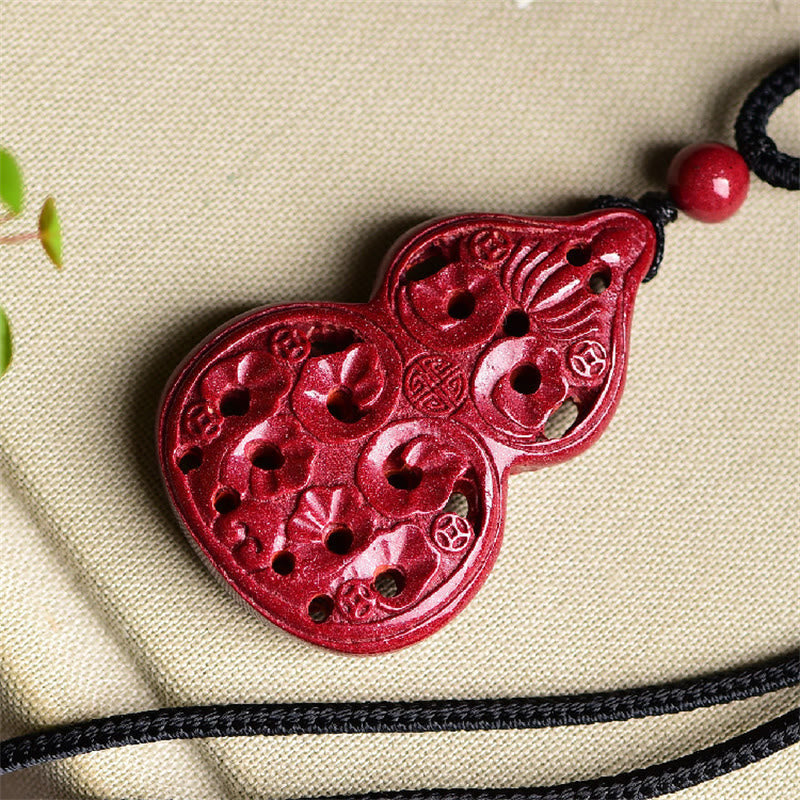 Nimara Ritual Laughing Buddha Yin Yang Chinese Zodiac Gourd Natural Cinnabar Blessing Necklace Pendant