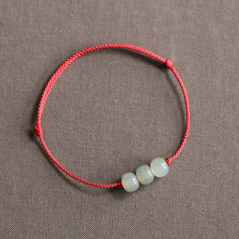Nimara Ritual Three Beads Jade Luck String Weave Bracelet