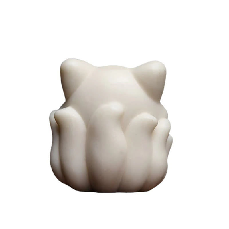 Nimara Ritual Mini Nine Tailed Fox Ivory Fruit Sandalwood Green Sandalwood Blessing Decoration