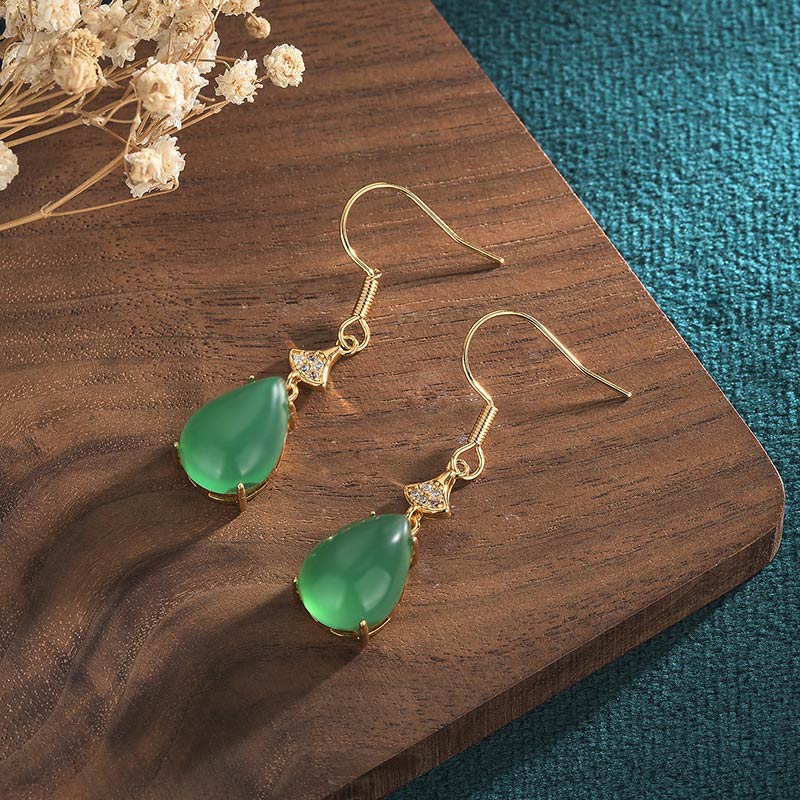 Nimara Ritual Cyan Jade Luck Drop Earrings