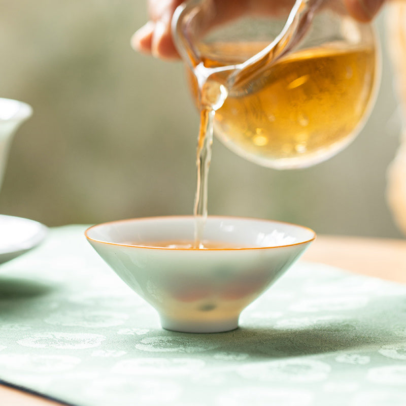 Nimara Ritual Mandala Flower Koi Fish Lotus Bird Persimmons Teacup Kung Fu Tea Cup 50ml