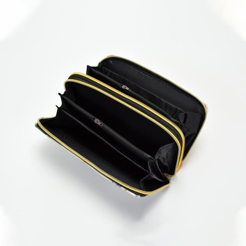 Nimara Ritual Peacock Double-sided Embroidery Cash Holder Wallet Shopping Purse