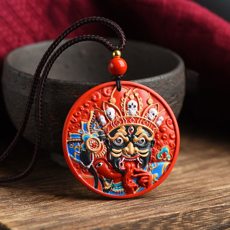 Nimara Ritual Zakiram Goddess of Wealth Painted Cinnabar Blessing Necklace Pendant