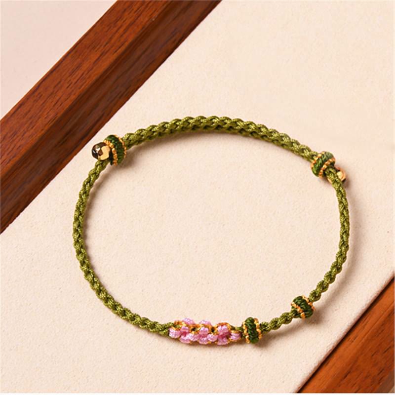 Nimara Ritual Handmade Peach Blossom Protection Braided Rope Bracelet