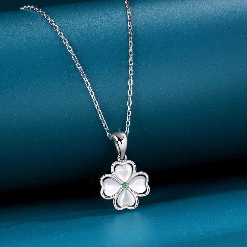 Nimara Ritual 925 Sterling Silver Four Leaf Clover Chrysoberyl Cat Eye Love Necklace Pendant