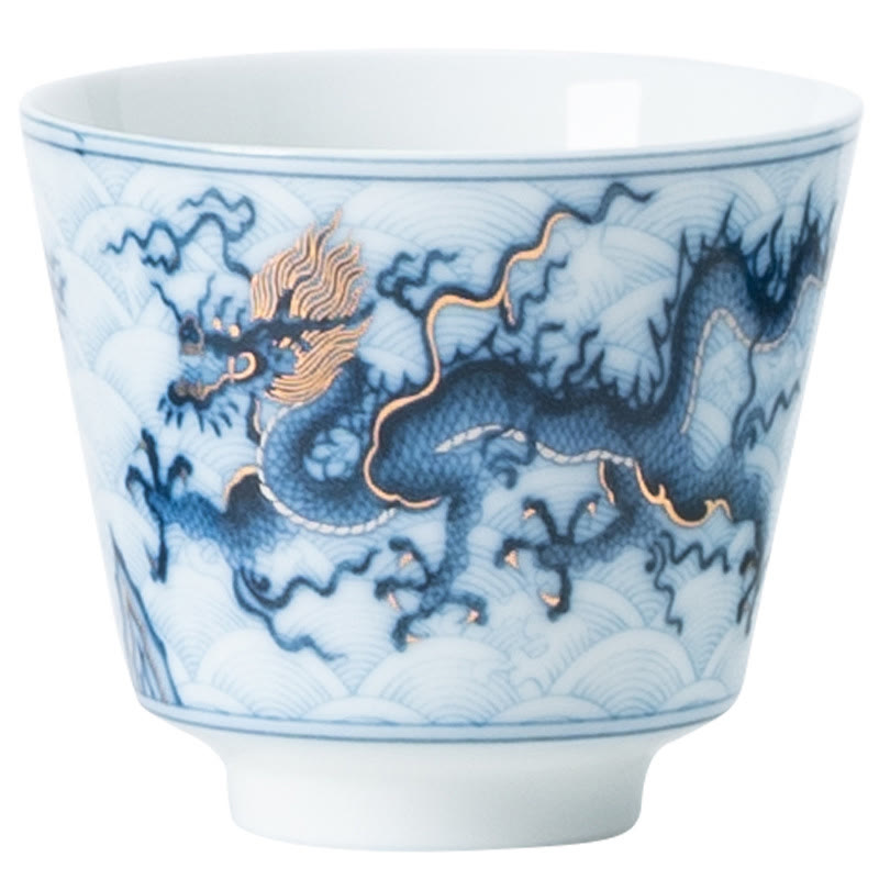 Nimara Ritual Small Blue And White Dragon Pattern Ceramic Teacup Kung Fu Tea Cups 45ml