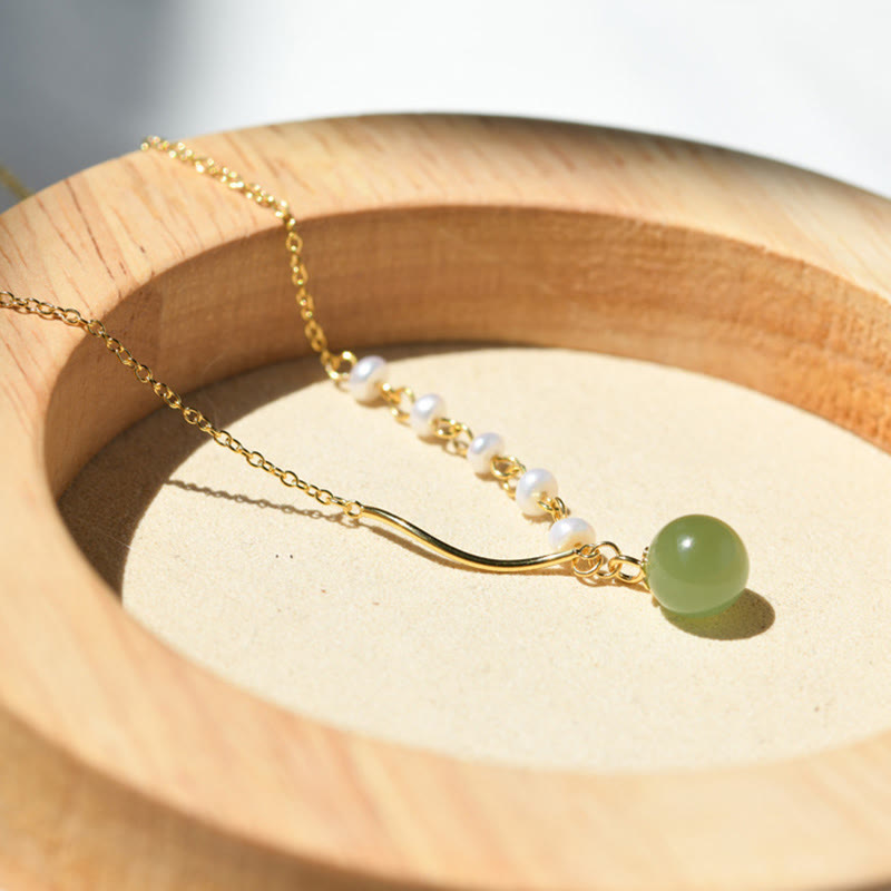 Nimara RitualNatural Hetian Jade Pearl Luck Bead Necklace Pendant