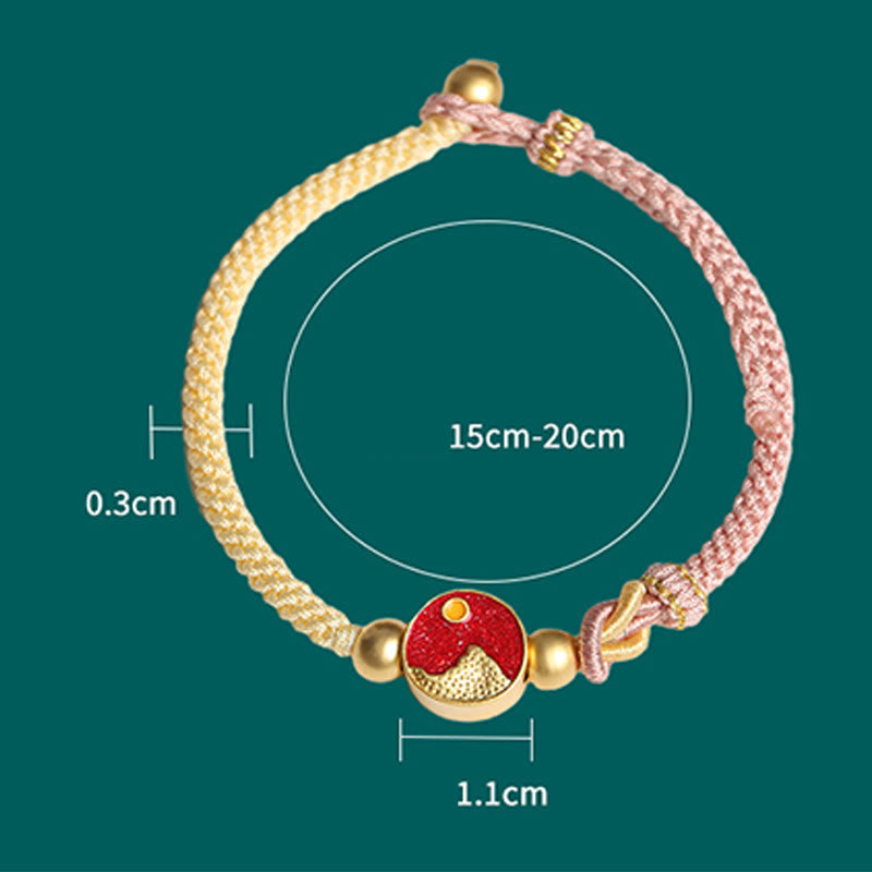 Nimara Ritual Handmade Mountain and Sea Engraved Luck Two-Color String Couple Bracelet