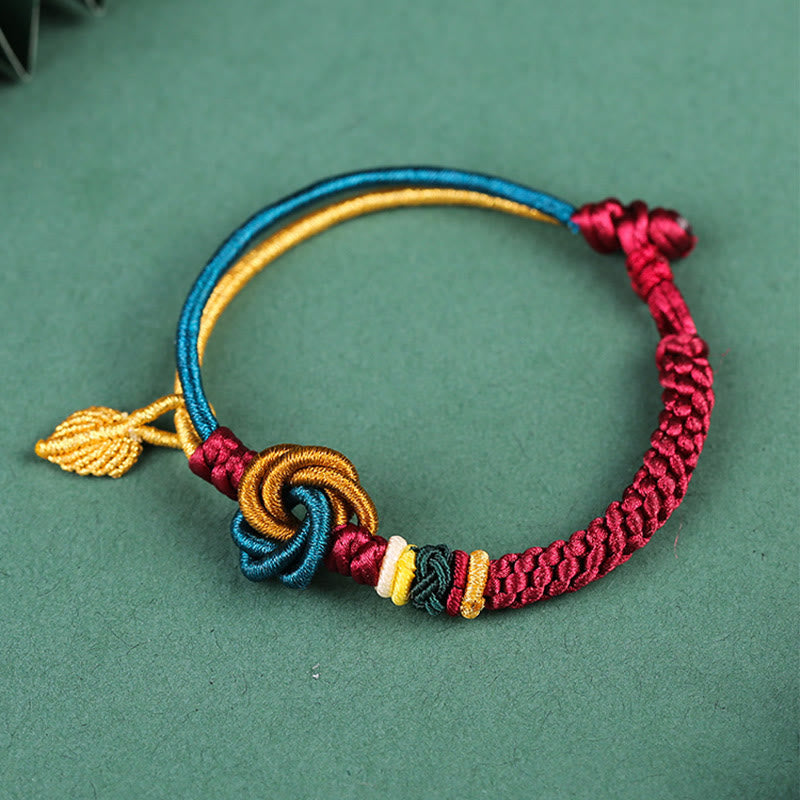 Nimara Ritual Tibetan Handmade Mandala Knot Leaf Luck Rope Bracelet