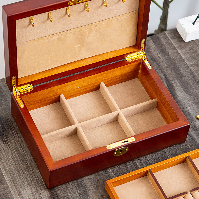 Nimara Ritual Vintage Wooden Jewelry Box Two-Layer Solid Wood Jewelry Storage Box
