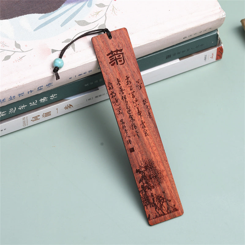 Nimara Ritual Plum Orchid Bamboo Chrysanthemum Wood Bookmarks With Gift Box