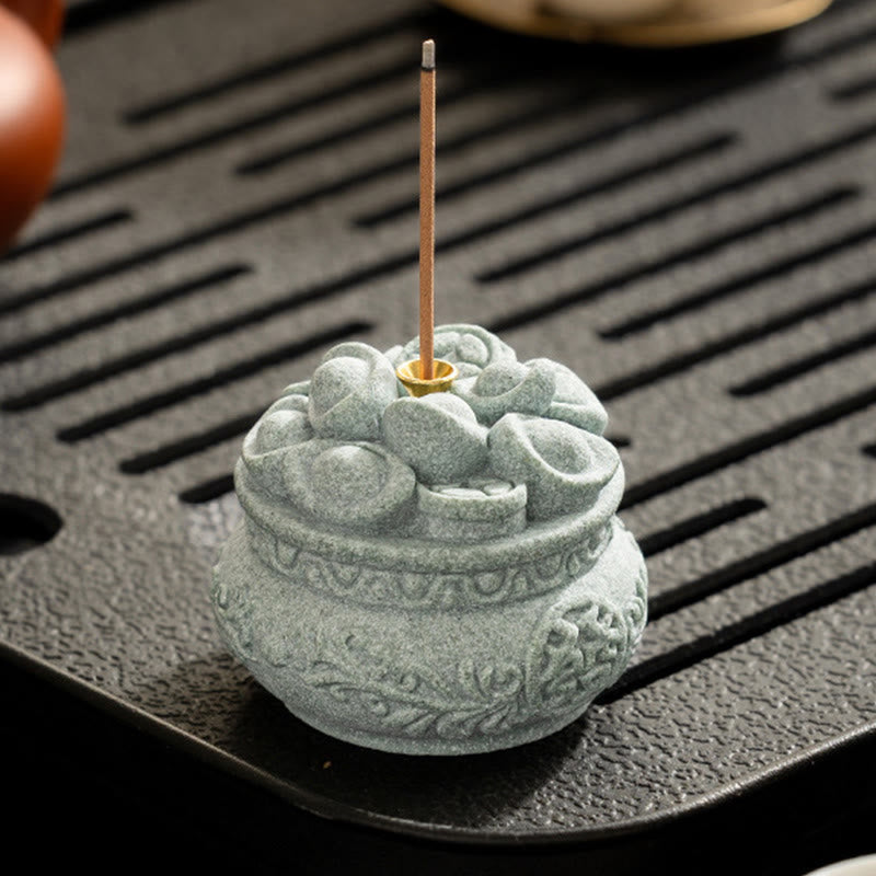 Nimara Ritual Chinese Character Fu Ingots Healing Incense Burner Desk Decoration