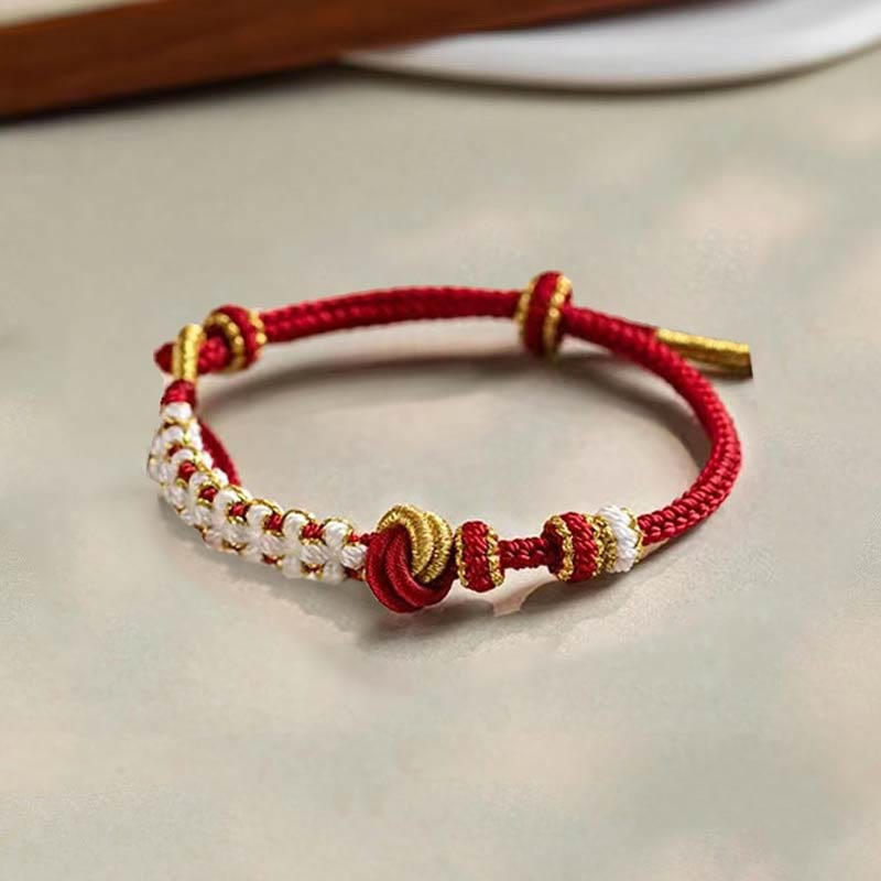 Nimara Ritual Handmade True Love Knot Peach Blossom Charm Luck Rope Bracelet
