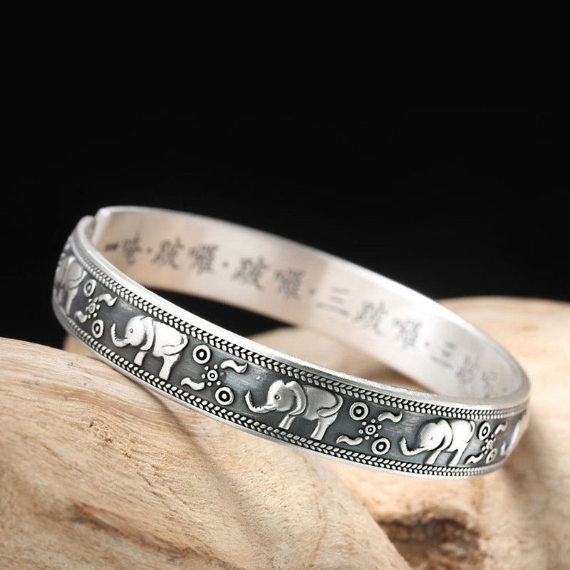 Nimara Ritual Elephant White Copper Strength Bracelet Bangle