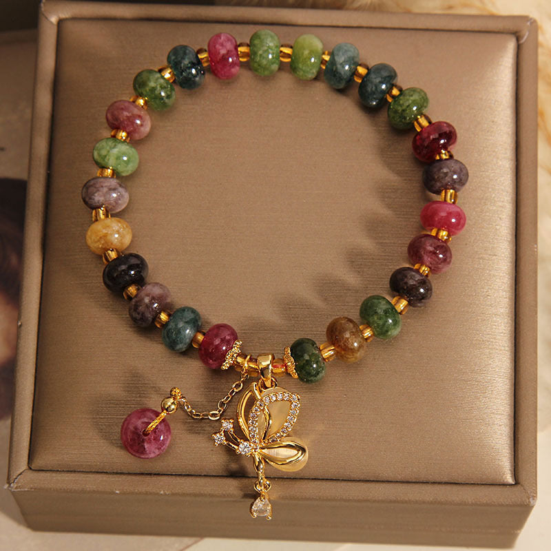 Nimara Ritual Colorful Tourmaline Butterfly Charm Wisdom Bracelet