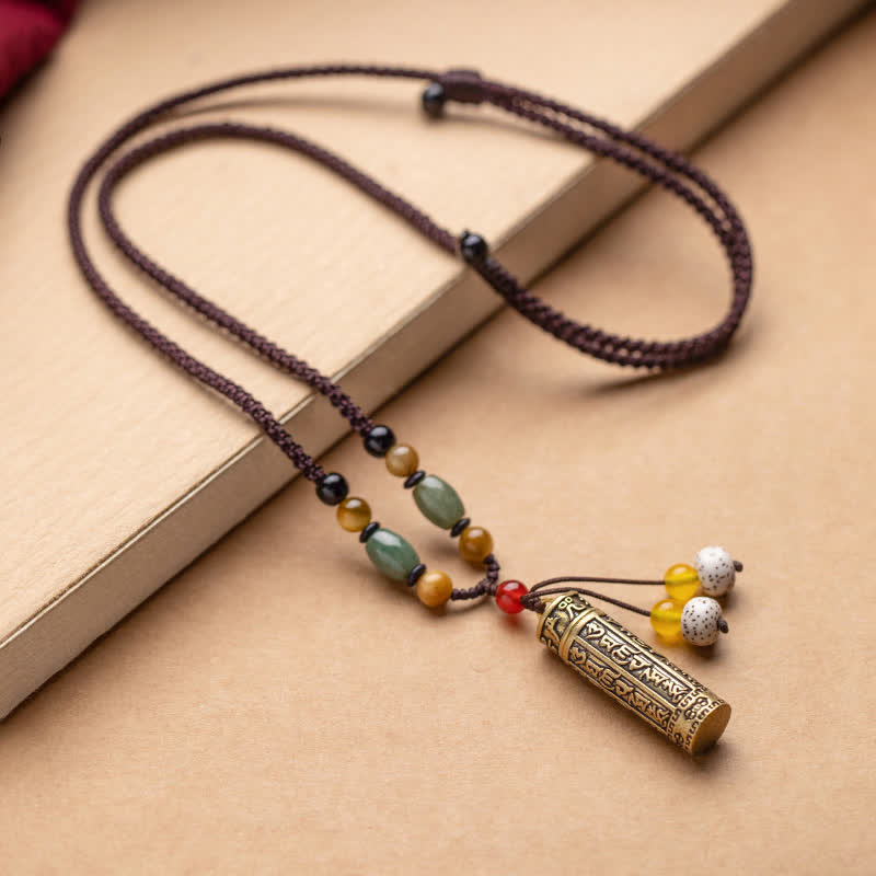 Nimara Ritualhop Tibet Om Mani Padme Hum Agate Shurangama Sutra Protection Necklace Pendant
