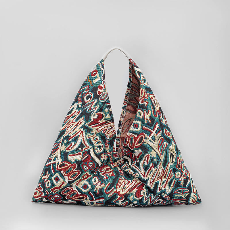 Nimara Ritual Flowers Letters Butterfly Geometry Print Underarm Triangle Shoulder Bag