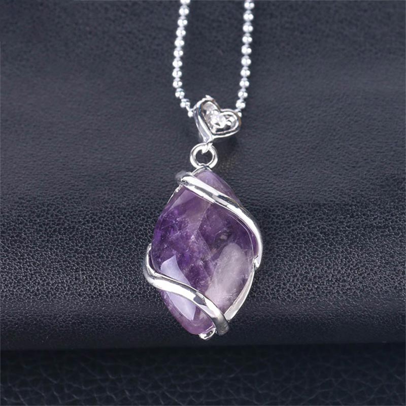 Nimara Ritual Marquise Pattern Natural Crystal Stone Charm Necklace Pendant