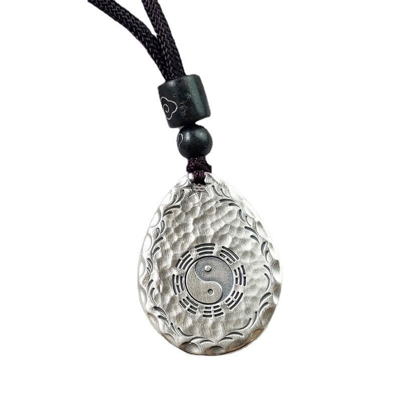 Nimara Ritual Vintage 999 Sterling Silver Yin Yang Bagua Water Drop Design Balance Harmony Necklace Pendant