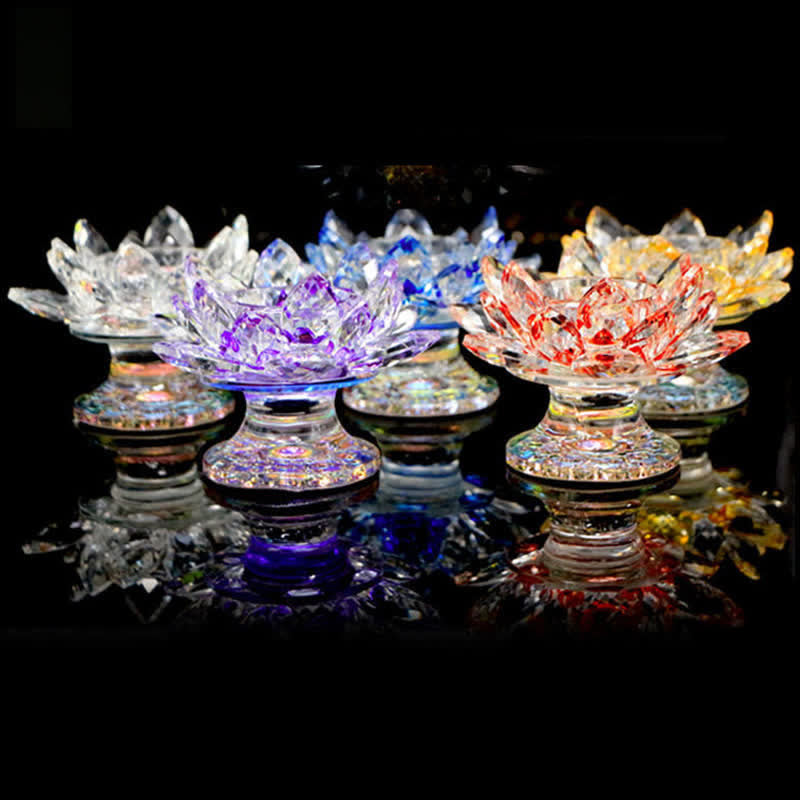 Nimara Ritual Lotus Flower Crystal Candle Holder Home Office Offering Decoration