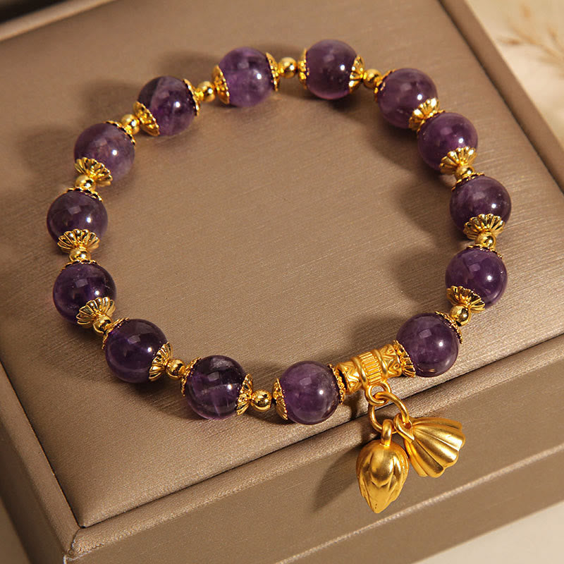 Nimara Ritual Natural Amethyst Lotus Healing Spiritual Bracelet