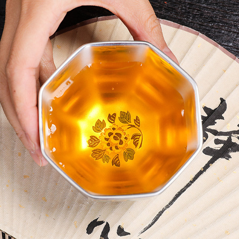 Nimara Ritual Chrysanthemum Flowers Ceramic Teacup Kung Fu Tea Cup