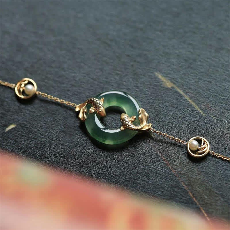 Nimara Ritual Cyan Jade Koi Fish Healing Harmony Bracelet