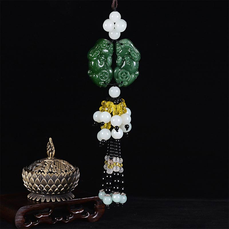 Nimara Ritual FengShui Jade PiXiu Harmony Car Pendant Decoration