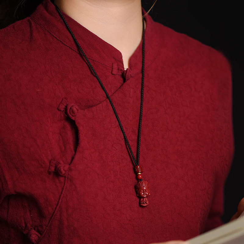 Nimara Ritual Chinese Zodiac Natal Buddha Natural Cinnabar Amulet Keep Away Evil Spirits Necklace Pendant