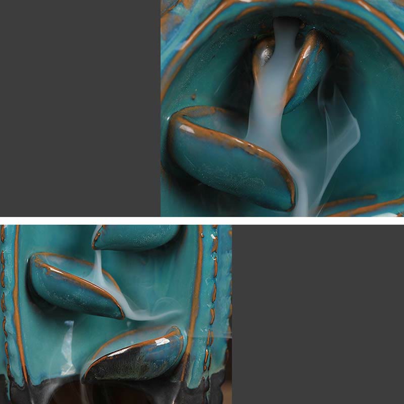 Nimara Ritual Cactus Ceramic Healing Backflow Smoke Fountain Incense Burner