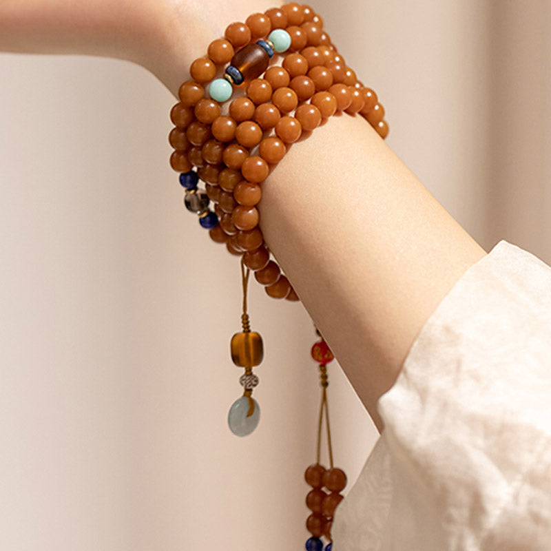 Nimara Ritual 108 Beads Bodhi Seed Blessing Meditation Bracelet Mala