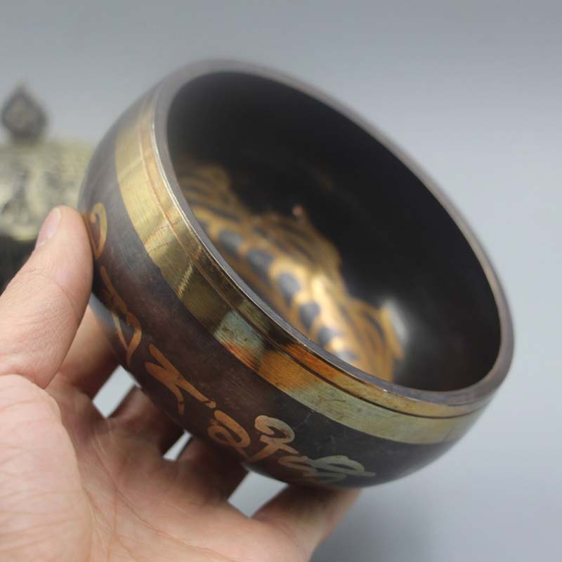 Nimara Ritual Tibetan Meditation Bowl for Healing and Mindfulness Om Mani Padme Hum Singing Bowl