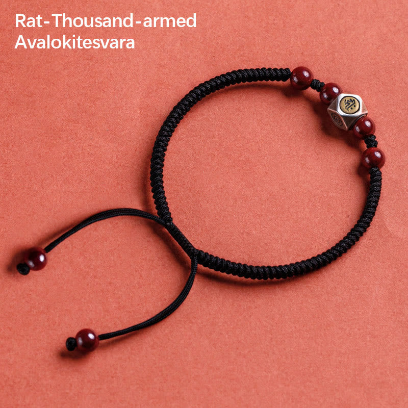 Nimara Ritual 925 Sterling Silver Chinese Zodiac Natal Buddha Cinnabar Calm Bracelet
