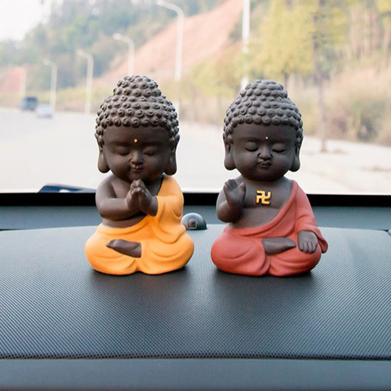 Nimara Ritual Small Buddha Serenity Purple Clay Home Desk Decoration