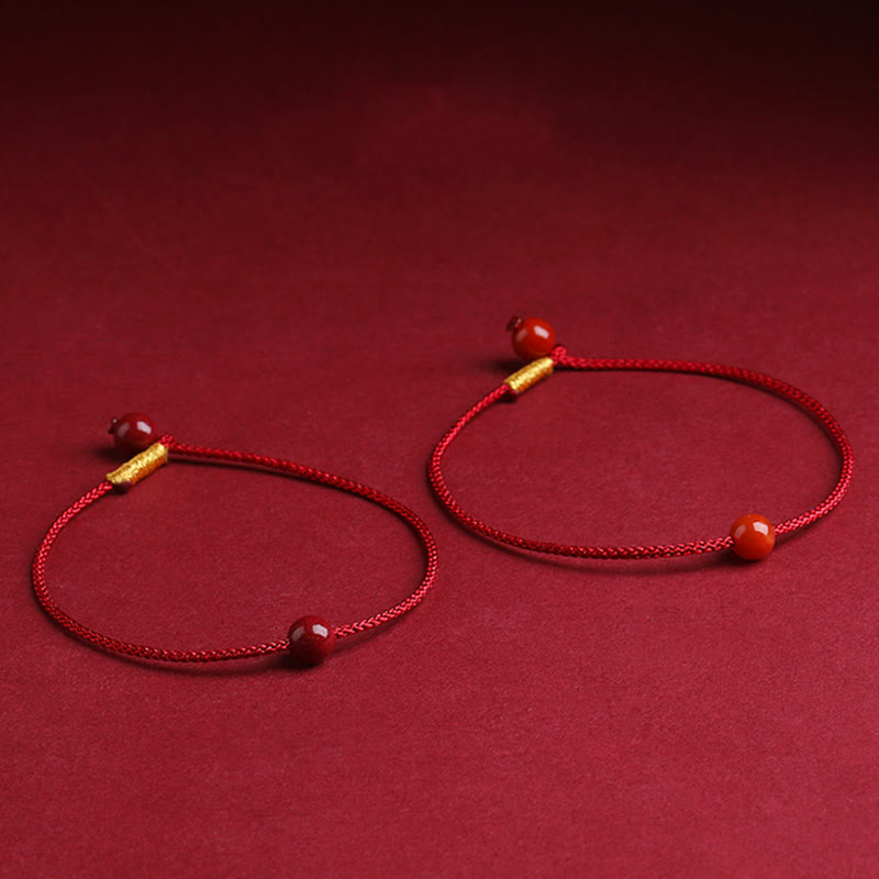 Nimara Ritual Natural Cinnabar Red Agate Blessing Red String Bracelet
